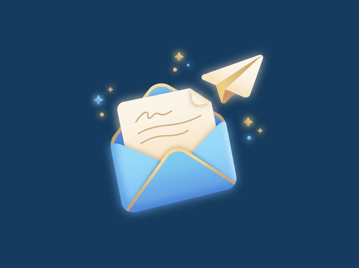 Illustration of an email envelope and paper plane