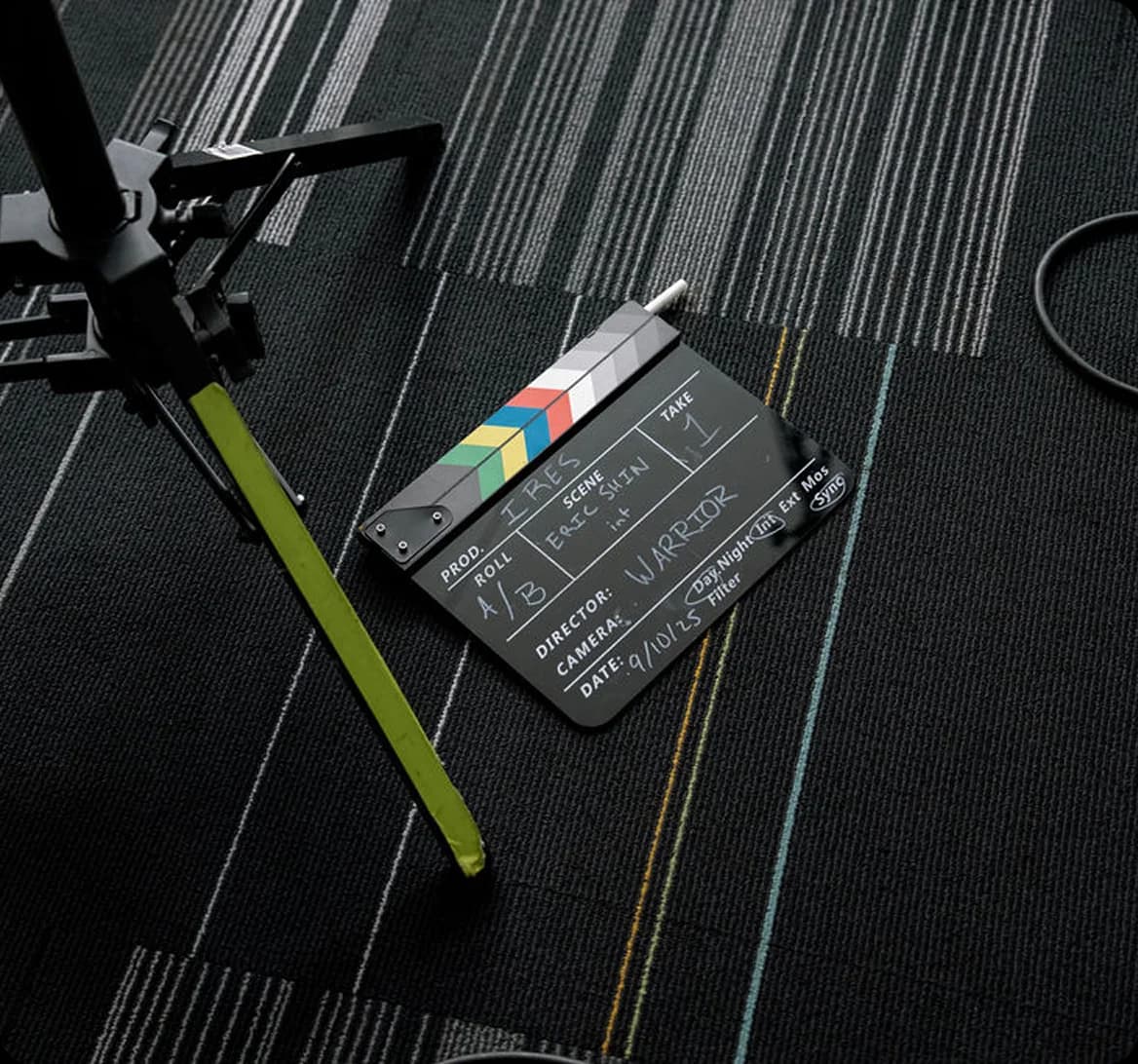 Clapperboard on set